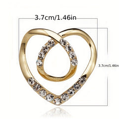 2pcs Heart Shape Scarf Buckle Rhinestone Clothing Ring