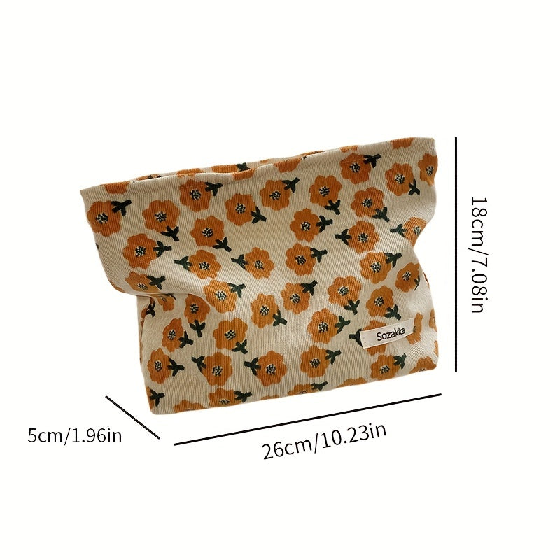 Flower Pattern Carry On Bag Zipper Portable Cosmetic Bag