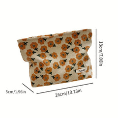 Flower Pattern Carry On Bag Zipper Portable Cosmetic Bag
