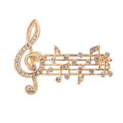 Musical Note Brooch with Artificial Diamonds