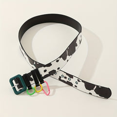 Cow Print Belt PU Leather Y2K Waistband Jeans Pants Belt Women