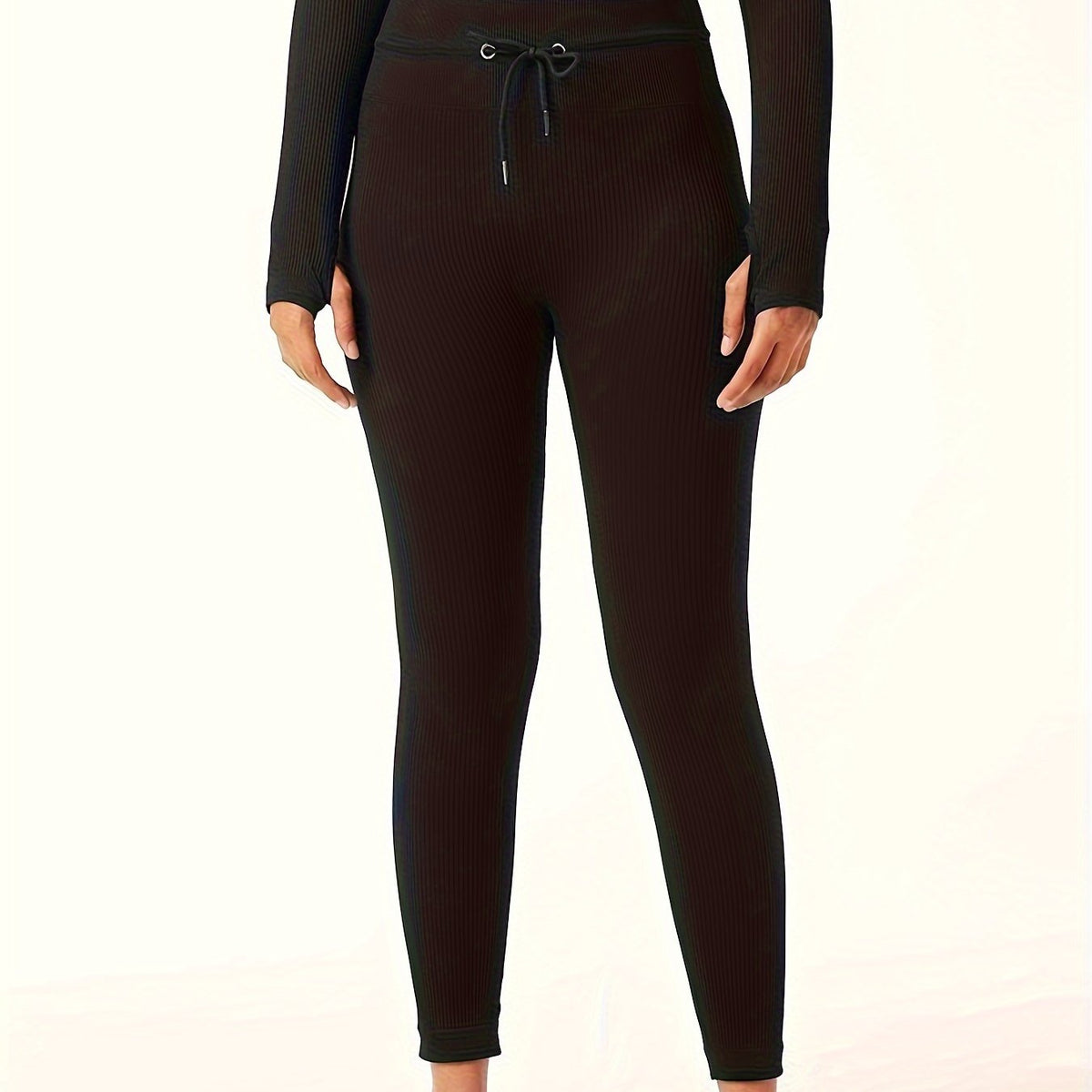 Ribbed Sports Leggings High Waist Yoga Running Tight Pants