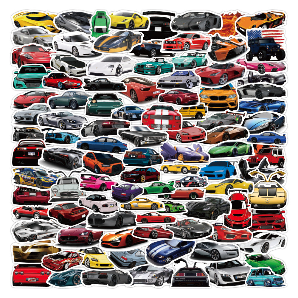 100 Sports Car Graffiti Waterproof Stickers DIY Materials