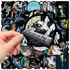 50pcs Astronauts Explore Outer Space Doodle Stickers for DIY Creative Toys