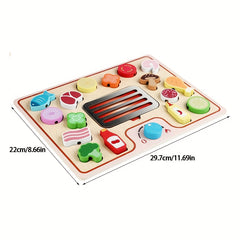 Wooden Pretend Play BBQ Set Cooking Simulation Toys Kitchen Interactive Toy