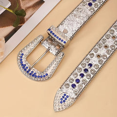 Crocodile Pattern PU Belt Colorful Rhinestone Inlaid Belts