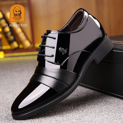 LAORENTOU Men's Leather Pointed Toe Oxford Derby Style Dress Shoes
