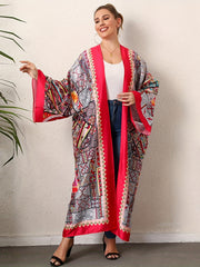  Boho Kimono Scarf Print Bat Sleeve Beach Cover