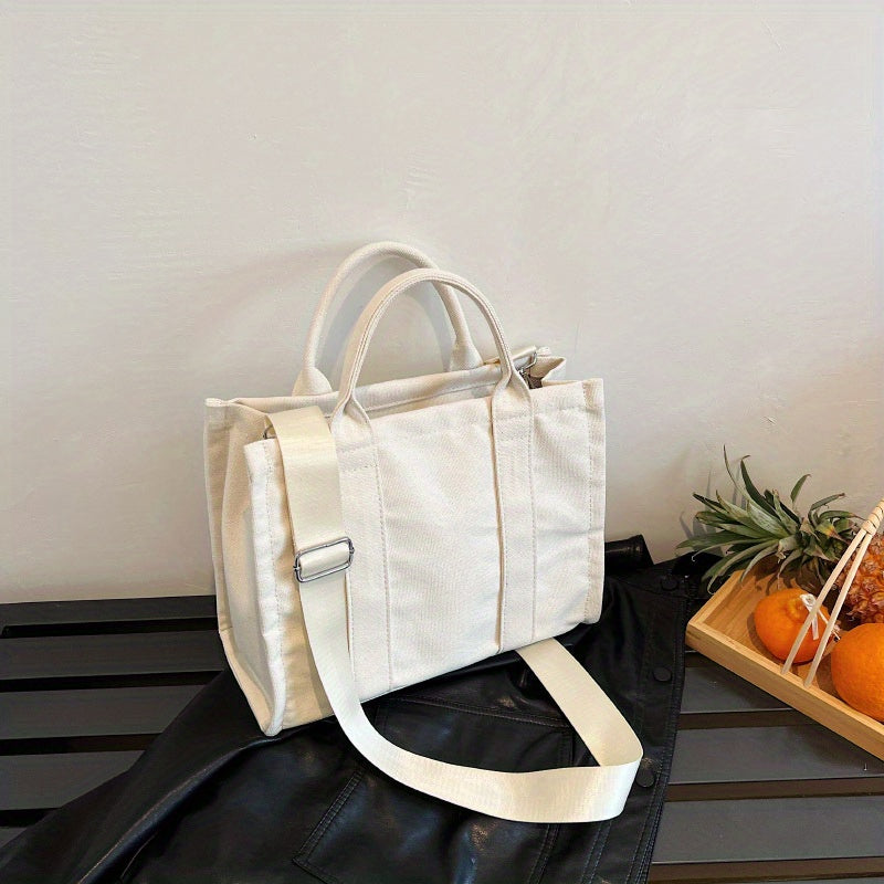 Solid Tote Bag Large Capacity Crossbody Bag Reusable Shopping Bag