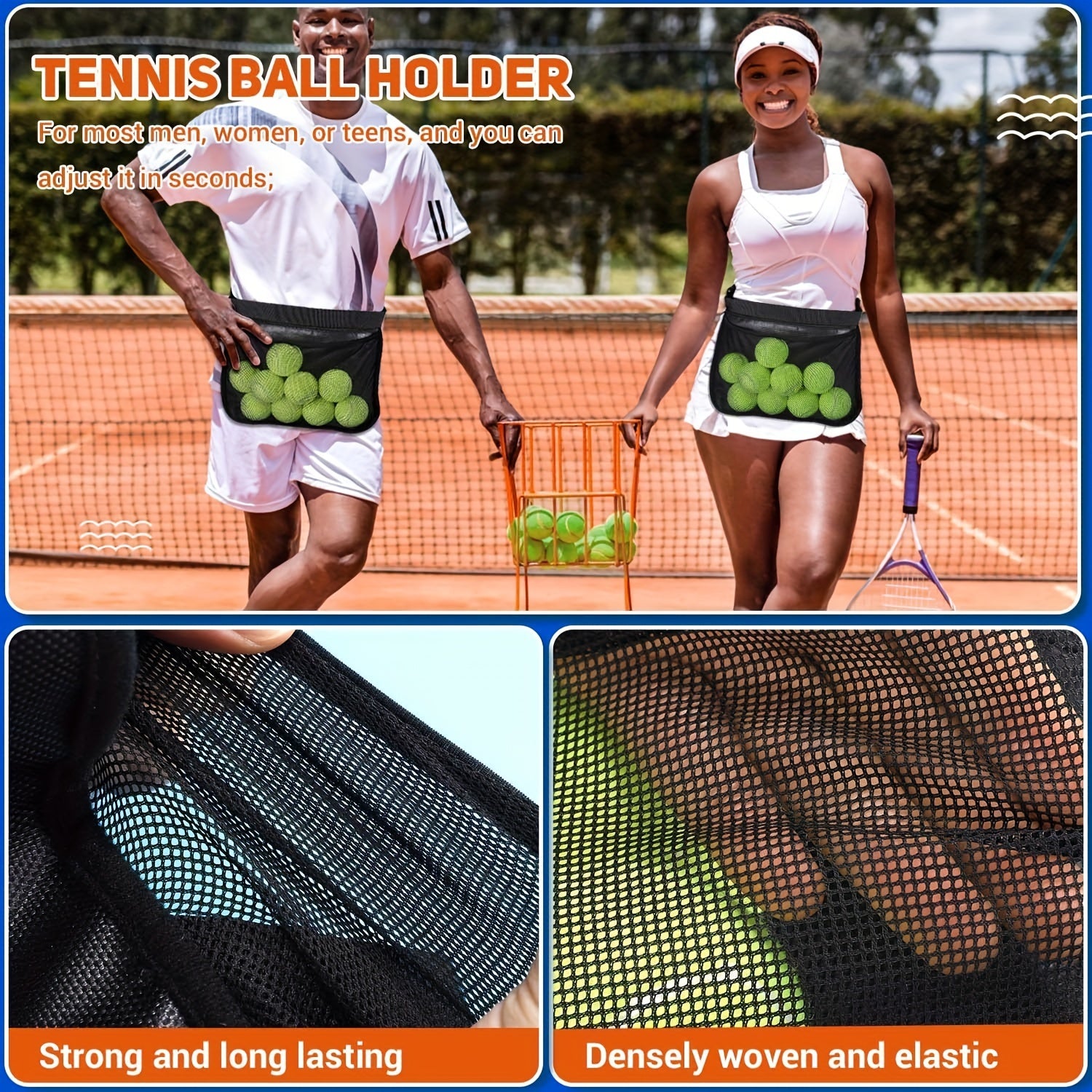 Tennis Storage Bag Pickleball Bag Portable Ball Waist Bag Tennis Pick up Bag