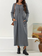  Lace Sleeve Maxi Dress with Pockets