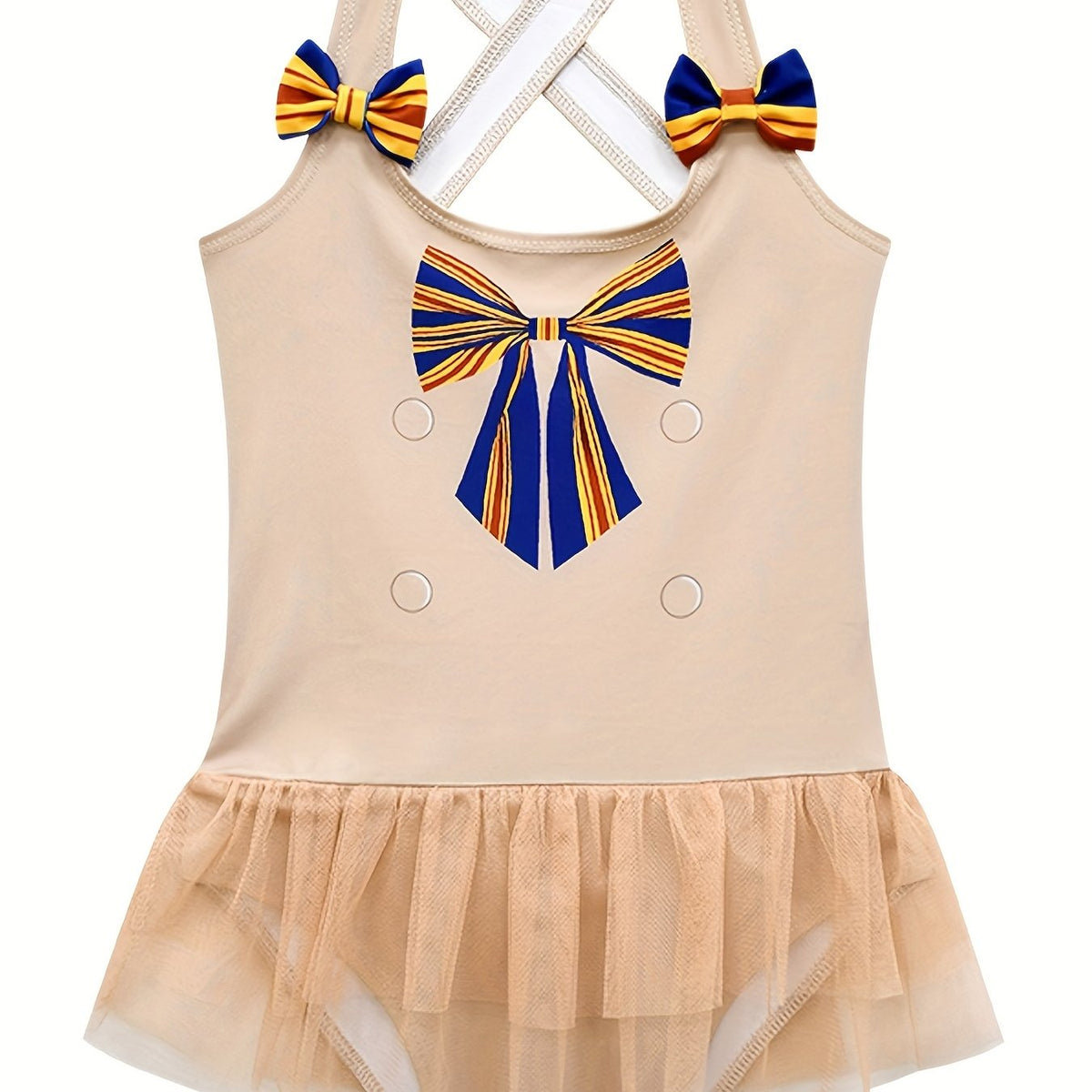 Girl's Preppy Style Bowknot Print Tankini Swimsuit