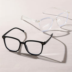 2pcs Clear Lens Cat Eye Glasses Rivet Decor