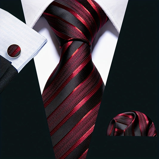 Barry Wang Men's Striped Silk Necktie Set