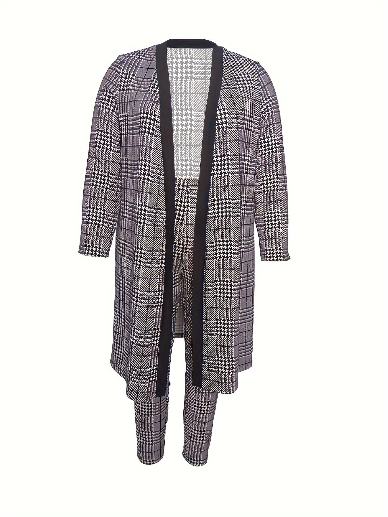 Women's Plus Houndstooth Cardigan & Pants Set