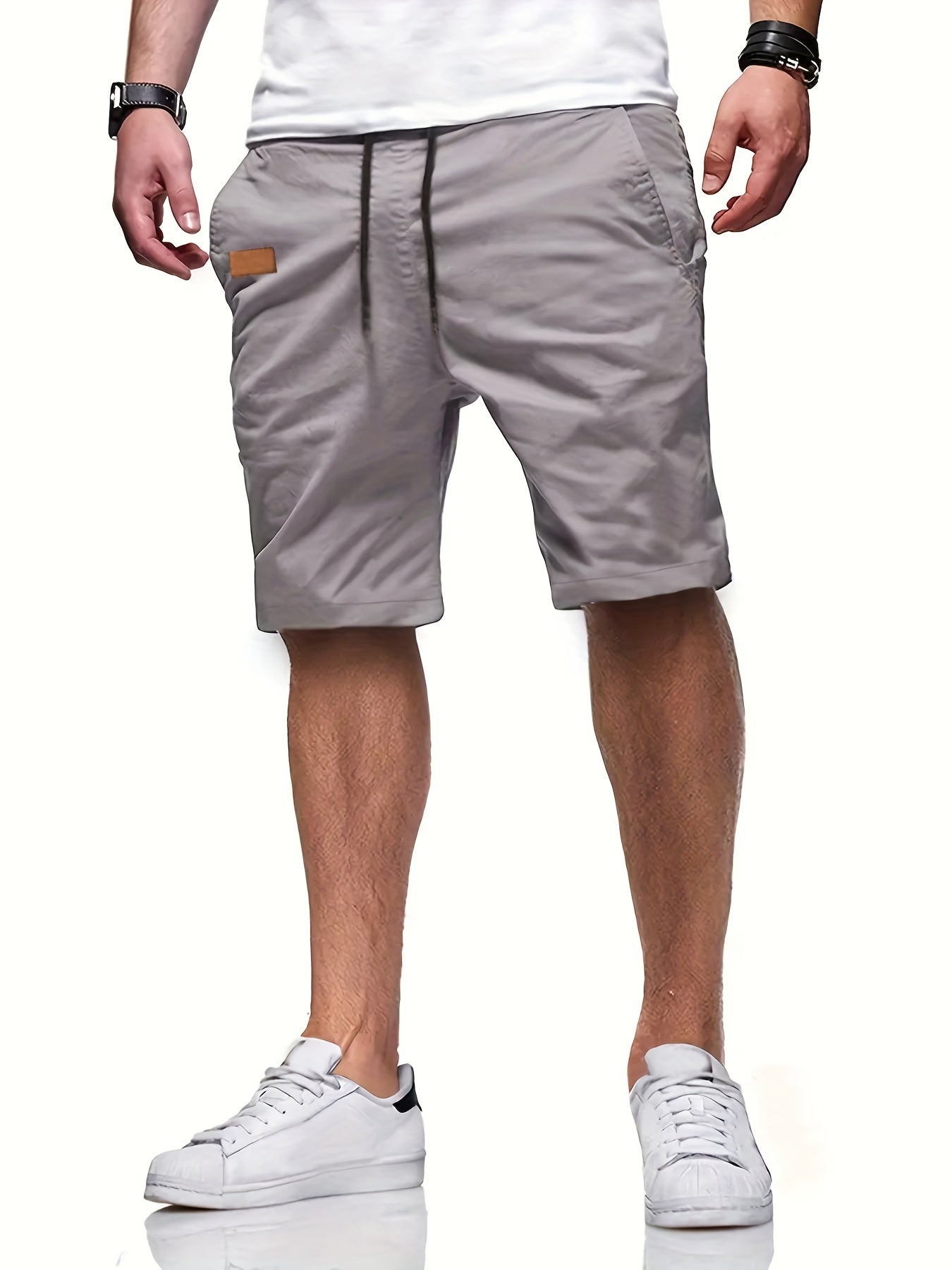 Men's Cargo Short Pants Drawstring Solid Loose Work Shorts