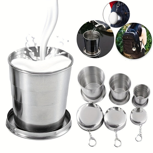 Portable Stackable Metal Folding Cup Telescopic with Keychain