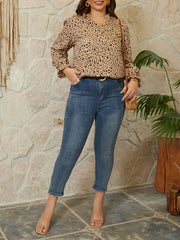  Boho Blouse Floral Print Ruffle Trim Top