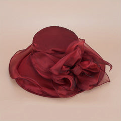 Organza Bow Derby Hat Sunscreen Breathable Bucket Hat Women Church Wedding Beach