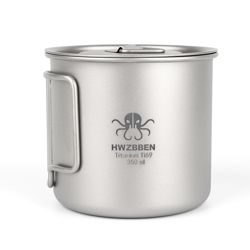 HWZBBEN Titanium Mug 350ml Portable Folding Cup + Lid