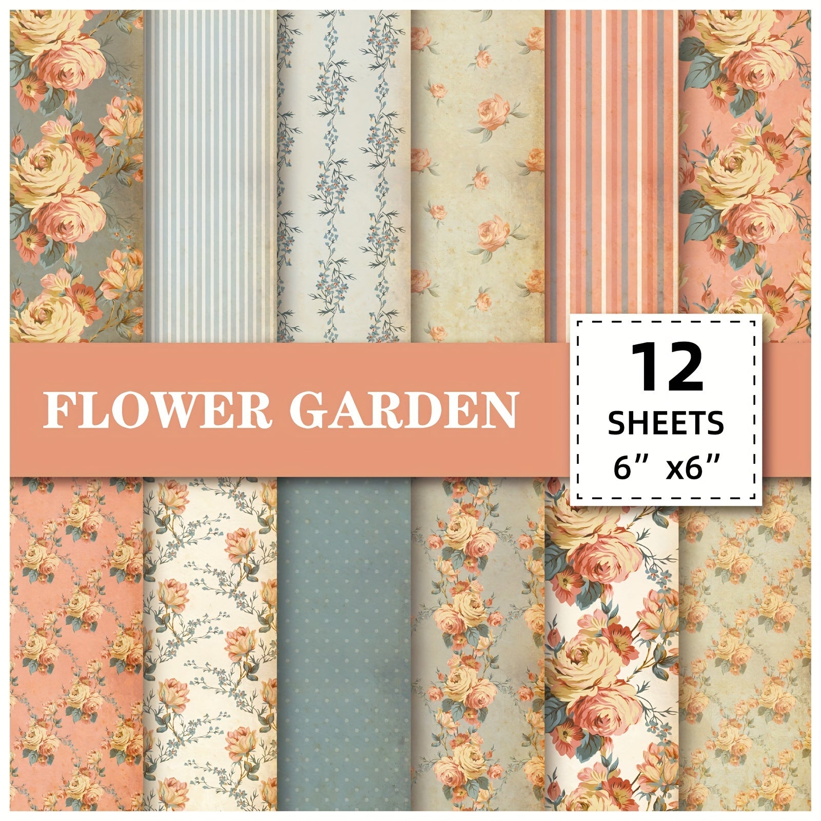12pcs Flower Series Scrapbook Paper for DIY Photo Album Background