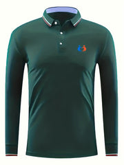 Symbol Print Men's Casual Long Sleeve Polo Shirt