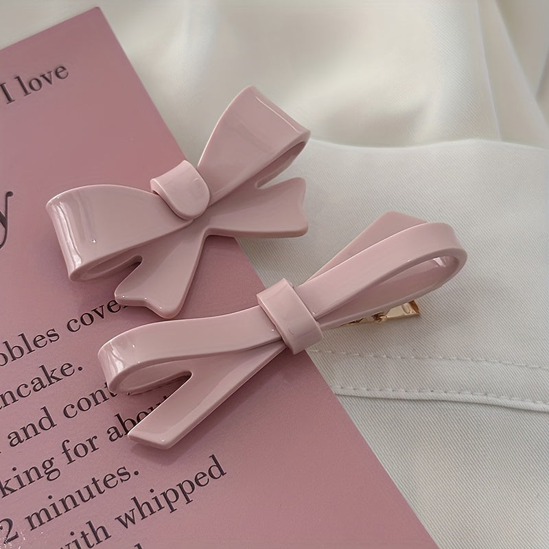 Pink Bow Acrylic Hair Clip for Women