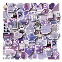 50 Purple Reusable Stickers Cartoon Animals DIY