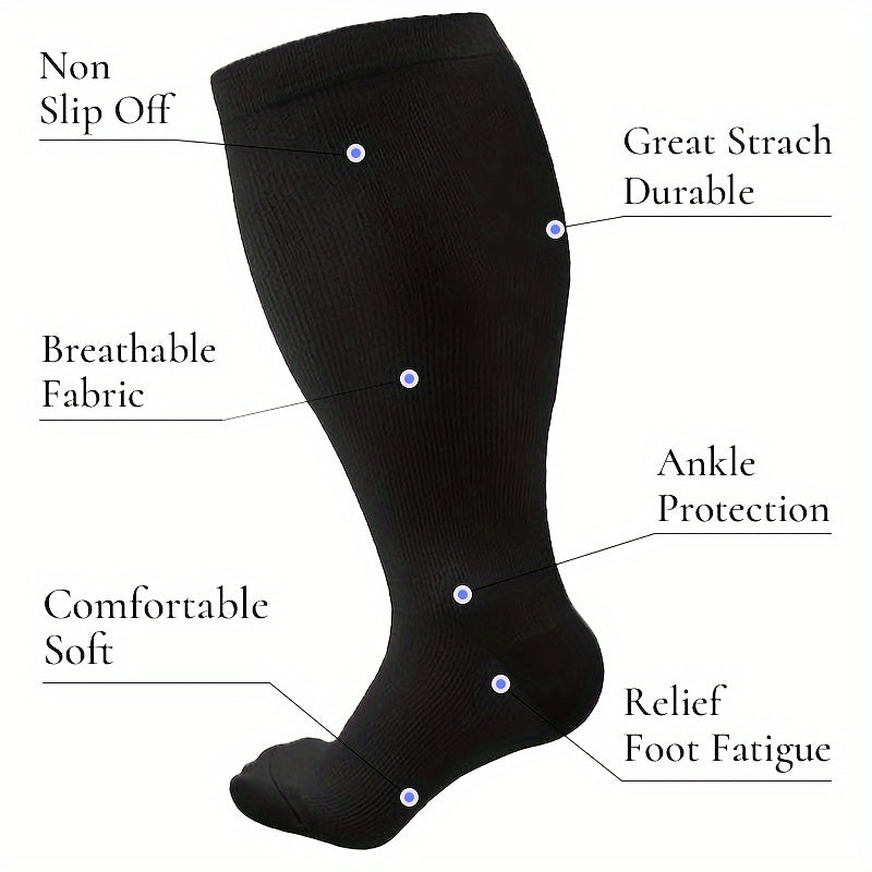 3 Pairs Plus Size Copper Compression Socks for Women & Men 15-20 mmHg