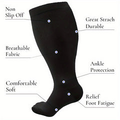 3 Pairs Plus Size Copper Compression Socks for Women & Men 15-20 mmHg