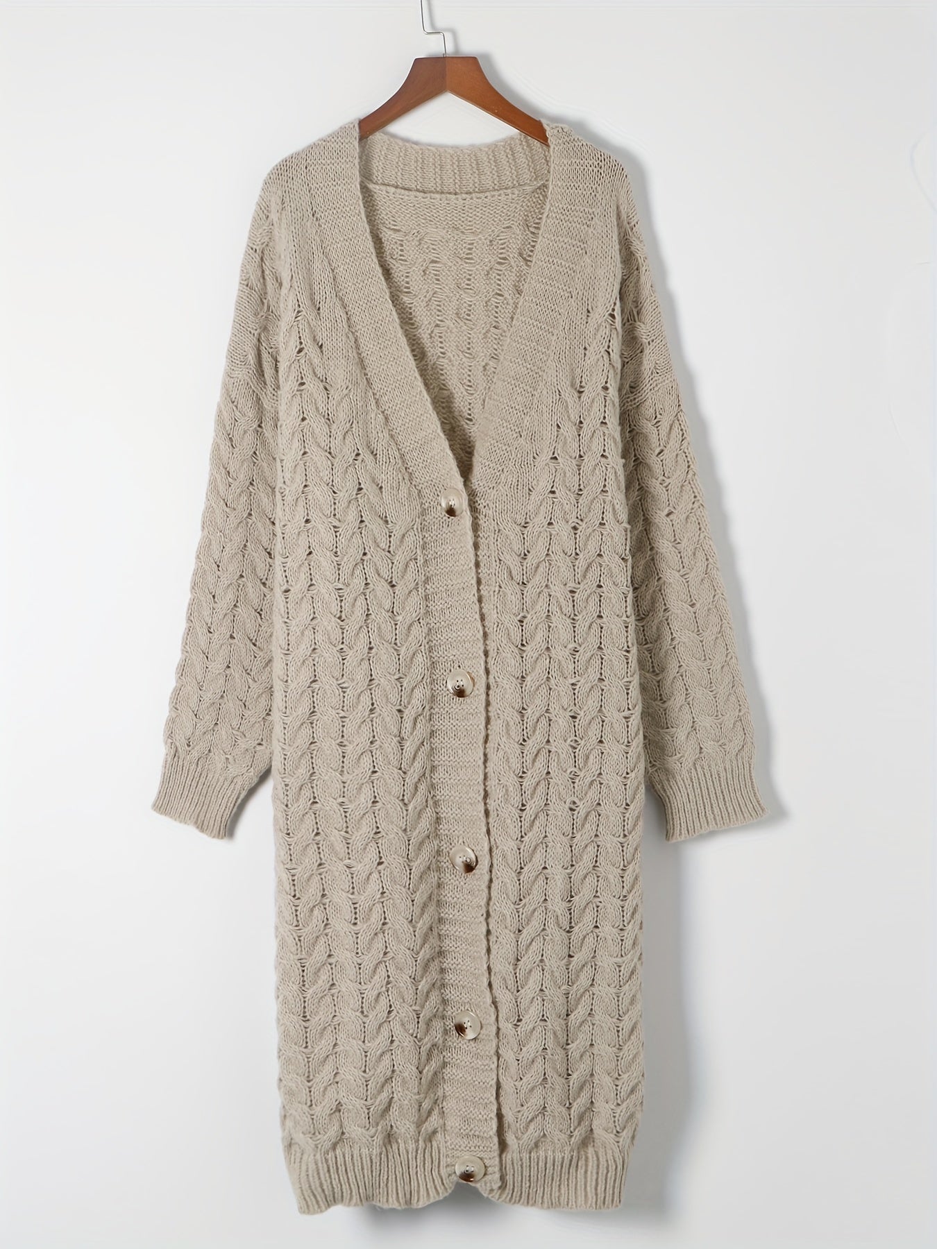  Solid Cable Button Up Cardigan
