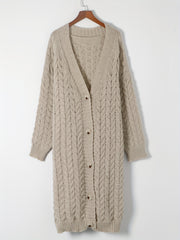  Solid Cable Button Up Cardigan