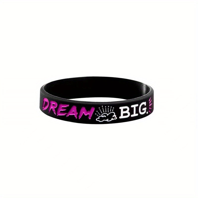 Unisex Letter Pattern Silicone Bracelet Stretch Rubber Wristband