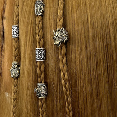 8pcs Viking Braids Ring Wolf Head Beads for Bracelets DIY