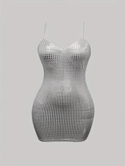  Rhinestone V Neck Bodycon Cami Dress