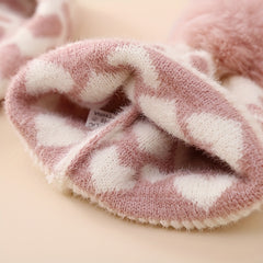2pcs Winter Warm Love Embroidery Knitted Hat Christmas Holiday Gift