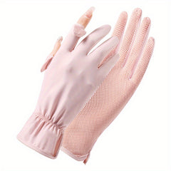Ice Silk Sunscreen Gloves for Women