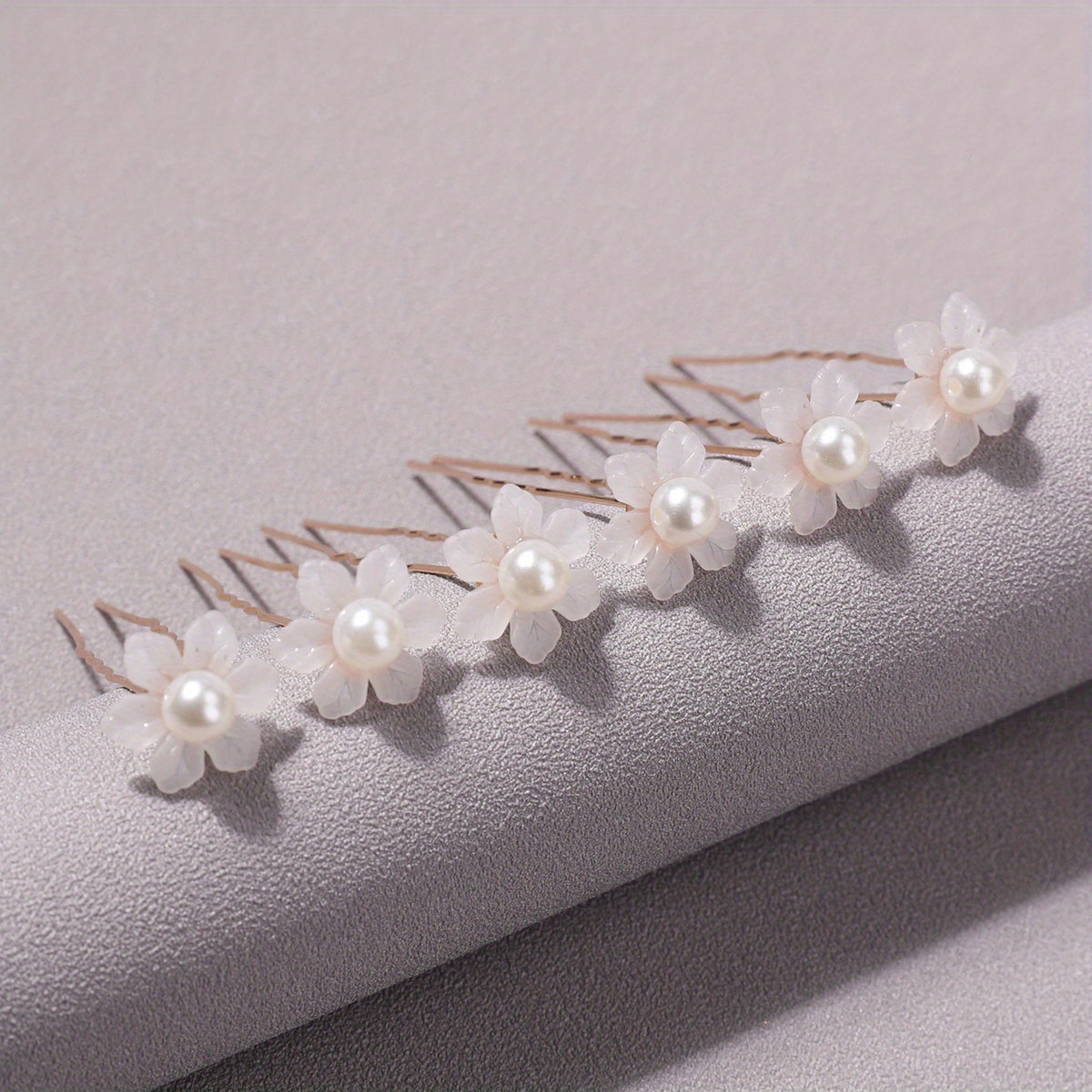6pcs Faux Pearl Flower Hair Stick Bridal Hair Fork Wedding Hairpin