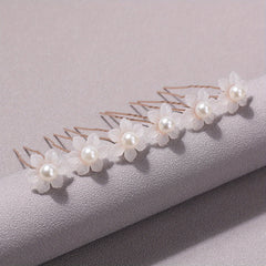 6pcs Faux Pearl Flower Hair Stick Bridal Hair Fork Wedding Hairpin