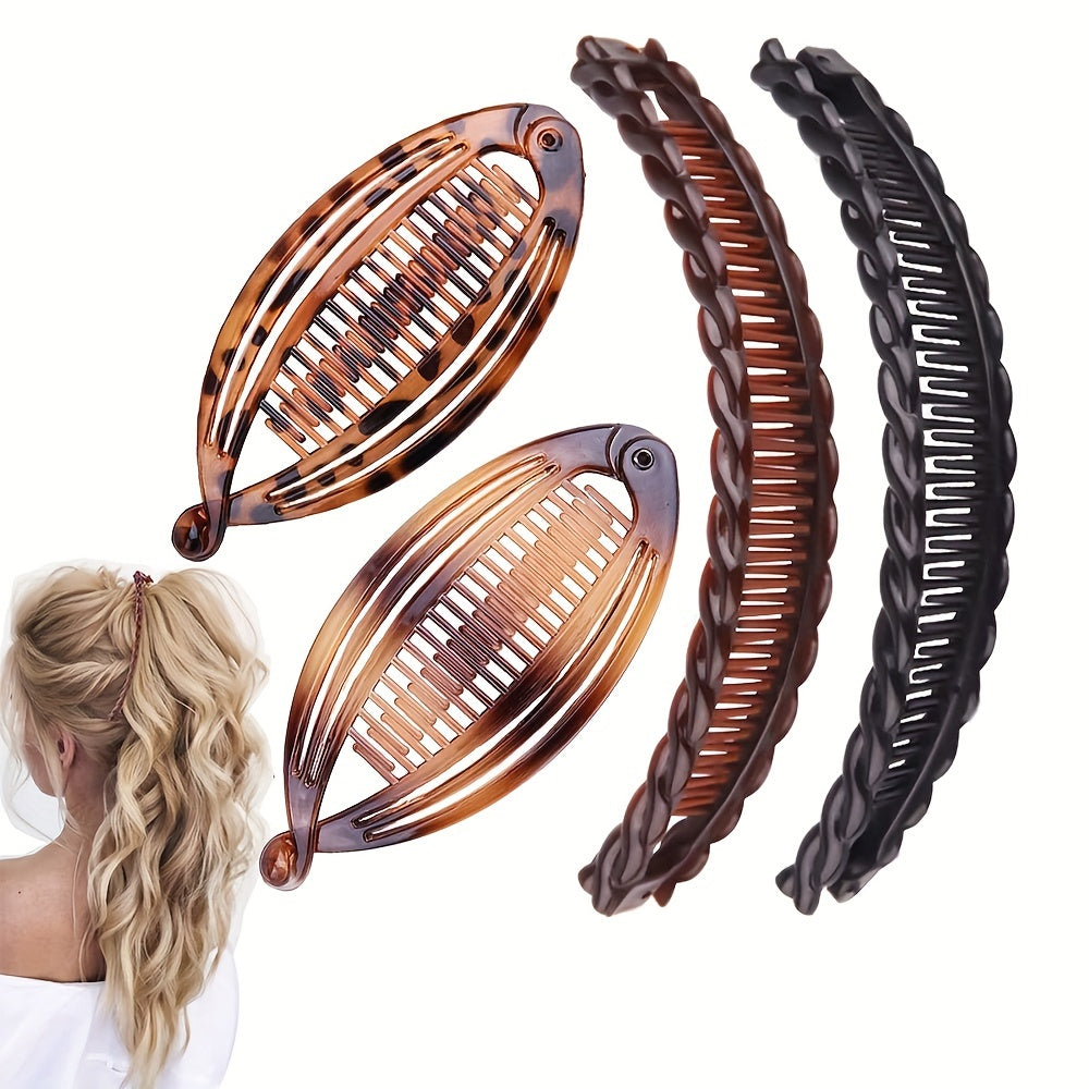 Tortoiseshell Hair Claw Clip Vintage Banana Clip Strong Hold Hair Bun Maker