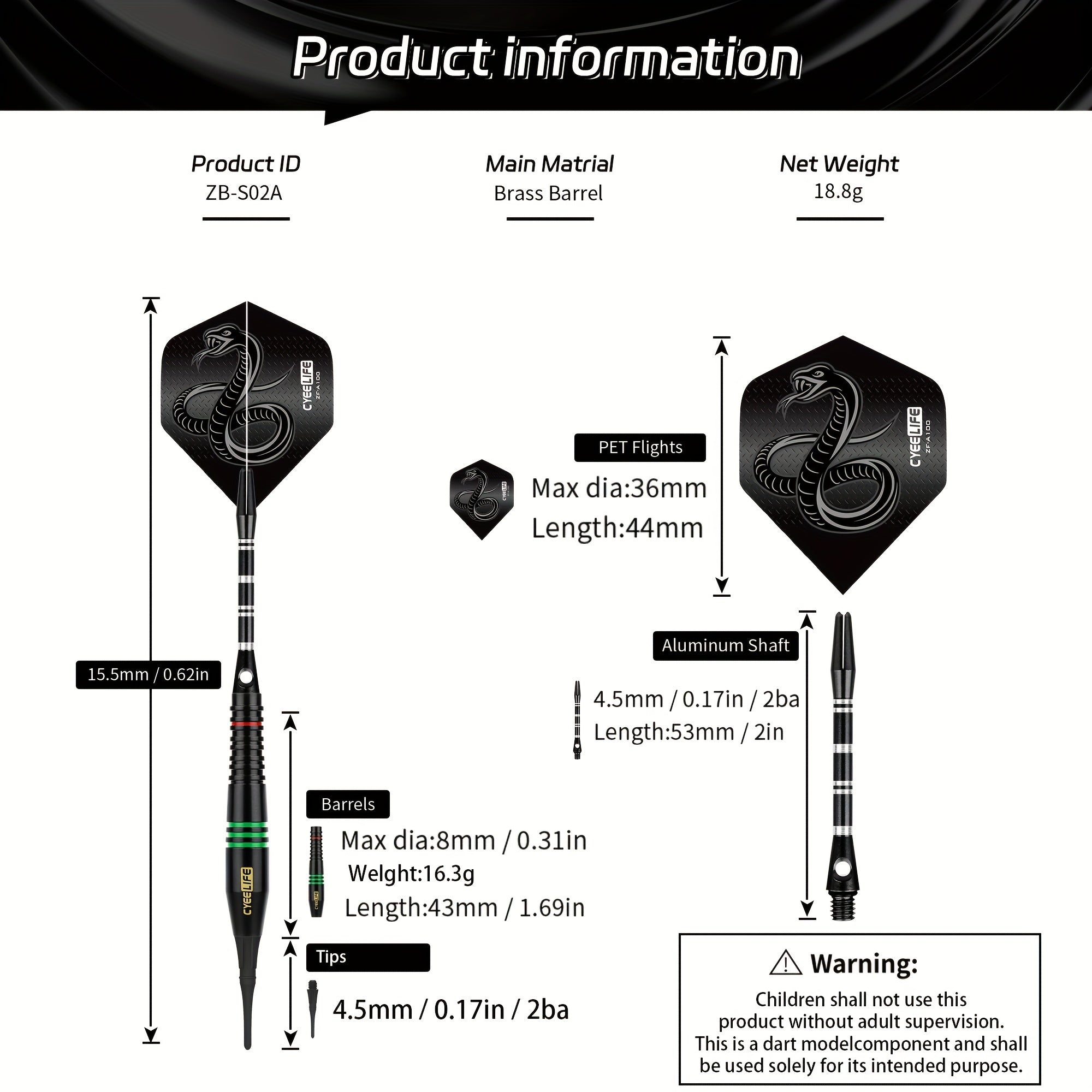 CyeeLife Soft Darts Set with Plastic Tip for Electronic Dartboard