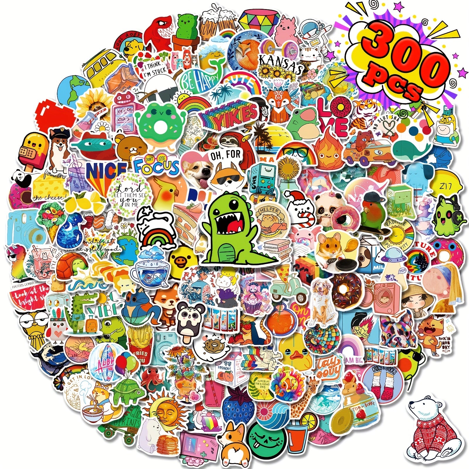 300pcs Water Bottle Stickers Vinyl Sticker Packs For Water Bottle Laptop Scrapbo