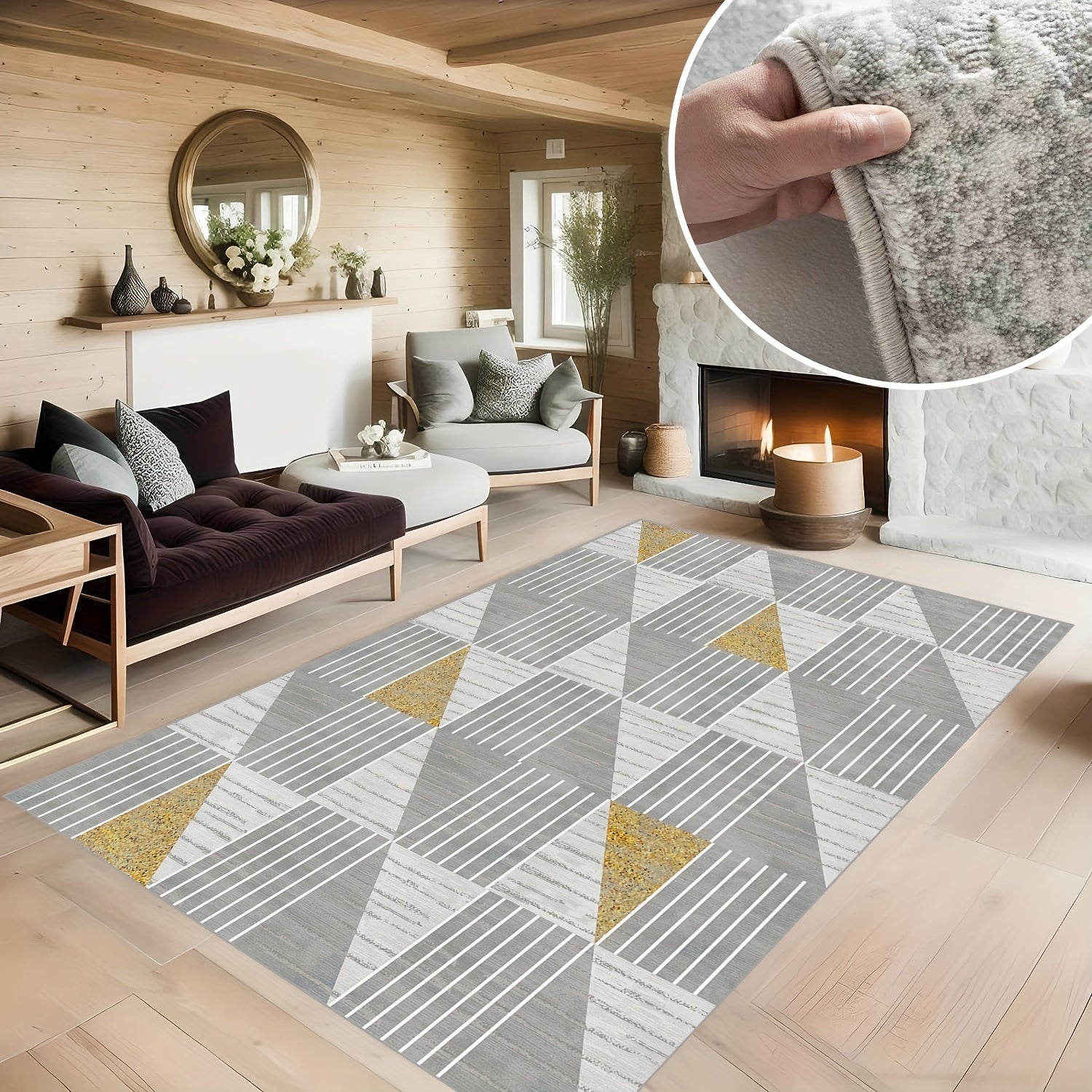Geometric Line Checkered Carpet for Living Room Sofas Bedrooms Kitchens
