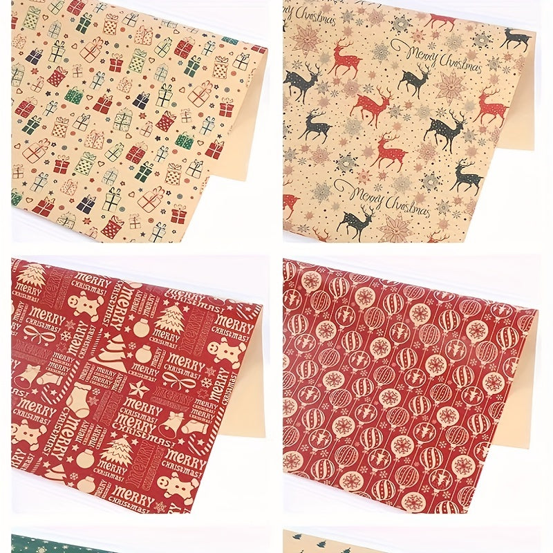 10pcs Christmas Wrapping Paper Arts Crafts Decorations