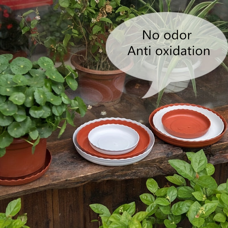 5pcs Plastic Planter Drain Trays for Patio Lawn & Garden