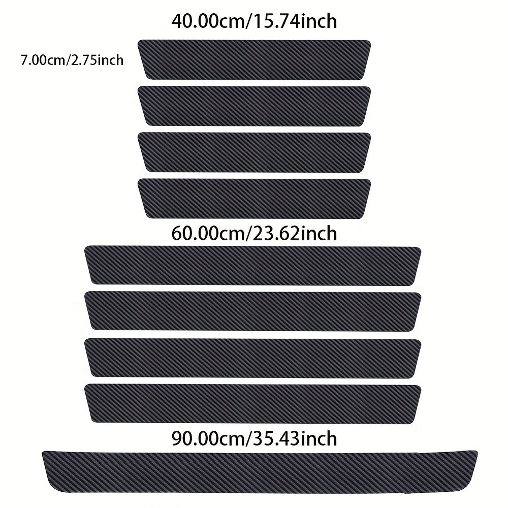 9pcs Car Door Sill Protectors Carbon Fiber Vinyl Wrap Stickers