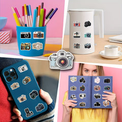 55 Camera Themed PVC Stickers for Scrapbooking Laptops Water Bottles