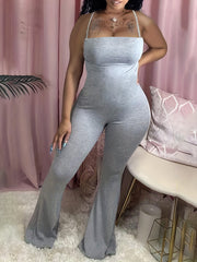  Casual Jumpsuit Flared Leg Medium Stretch Cami Jumpsuit