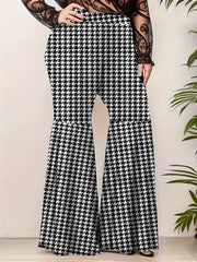 Women's Plus Striped Print Flared Leg Stretch Trousers