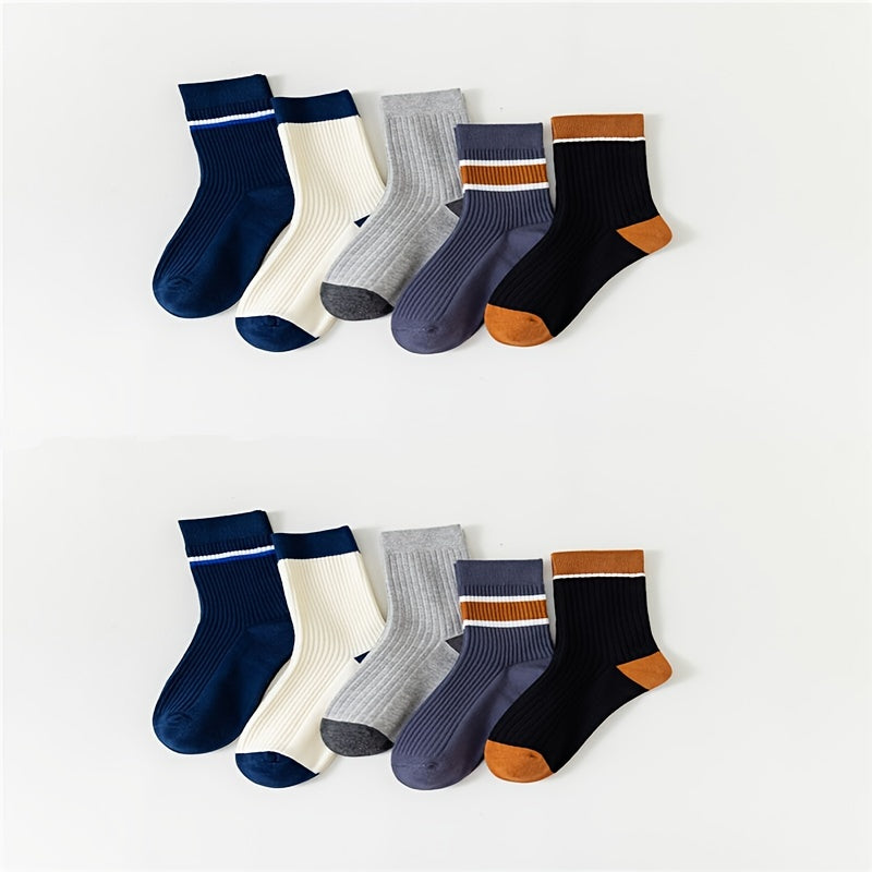 10 Pairs Stripe Print Ribbed Socks Women's Stockings